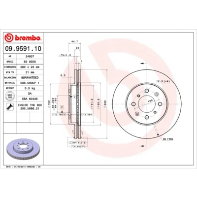Abbildung von Bremsscheibe BREMBO 09.9591.10