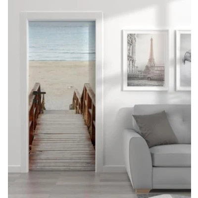 Abbildung von MyMaxxi Tür bekleben mit Türtapete Selbstklebend 90x200 Treppe Strand verschönern Türfolie Türaufkleber XXL Aufkleber Folie Türposter Türklebefolie Urlaub Meer Sand