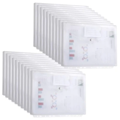 Abbildung von DATEFUN Dokumententasche A4 10 Pack Dreidimensionale Dokumentenmappe mit Klettverschluss und Etikettentasche Wasserdicht Sammelmappe für Dokument Organisieren (Weiß)