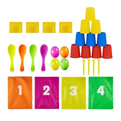 Abbildung von relaxdays Spielesammlung, Kinderparty Spiele 3 in 1 Set