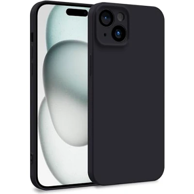 Abbildung von MyGadget Silikon Hülle kompatibel mit Apple iPhone 15 Plus Zweilagige Handyhülle Kameraschutz Cover Innenfutter &amp; außen Schwarz