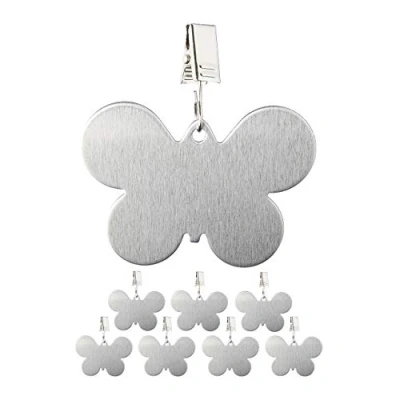 Abbildung von Relaxdays 8er Set Tischdeckenbeschwerer, Tischtuchhalter zum Beschweren, Schmetterling, In &amp; Outdoor, Edelstahl, Silber