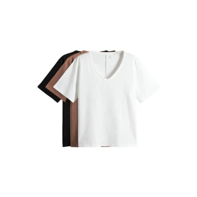 Abbildung von THE SET 3 PACK Tshirt basic, Damen, Größe: Medium, Black clay cream