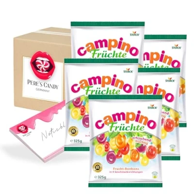 Abbildung von Lutschbonbons Bonbons Süßigkeiten Campino Früchte Geschmack 5 x 325 g von Pere&#039;s Candy® Box mit Geschenk