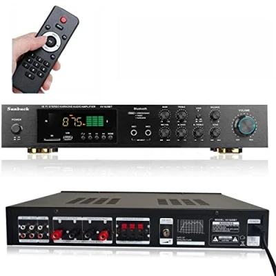 Abbildung von Bluetooth Verstärker HiFi Stereo Amplifier 5 Kanal Desktop Audio LED Digital FM USB Leistungsverstärker Mit Fernbedienung
