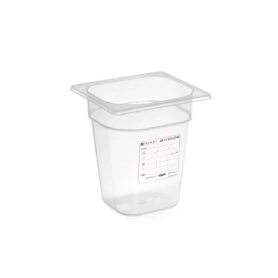 Abbildung von HENDI Aufbewahrungsbehälter GN 1/6 HACCP 100 mm Tiefe 1,6 Liter PP Kunststoff, Gastro Behälter kaufen