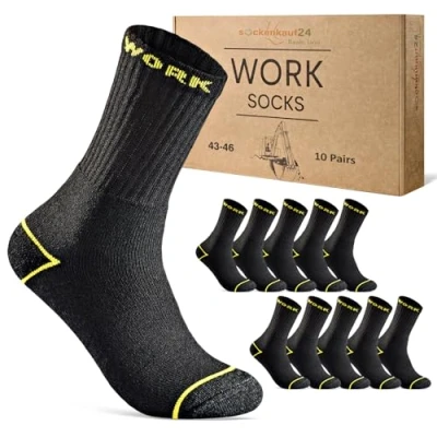 Abbildung von 10 Paar Herren Arbeitssocken WORK Socken Baumwolle 70204T (Schwarz 39 42)