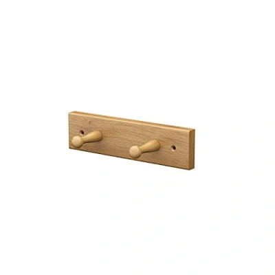Abbildung von Sossai® Wandgarderobe aus Holz Natürliche Optik hochwertiges Eichenholz HG1 seidenmatt lakiert Hakenleiste mit 2 Garderobenhaken Breite: 21 cm