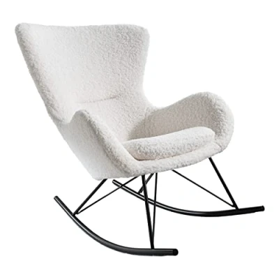 Abbildung von riess ambiente Schaukelstuhl SCANDINAVIA SWING weiß / schwarz (Einzelartikel, 1 St), Wohnzimmer · Bouclé Metall Teddystoff Schlafzimmer
