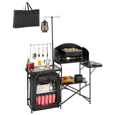 Abbildung von VEVOR Campingküche Küchentisch Tragbarer Kochtisch 1 Schrank Outdoor Picknick