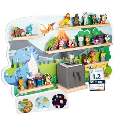 Abbildung von bunnyboo Toniebox Regal Für und Figuren ausreichend Platz bis zu 45 Tonies geprüfte Qualität Tonie Magnetisch Junge Mädchen (Dino)