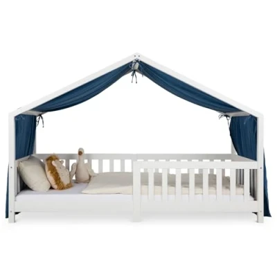 Abbildung von IDIMEX Betthimmel LIAN, Hausbett Himmel Musselin Vorhang Kinderzimmer Dunkelblau