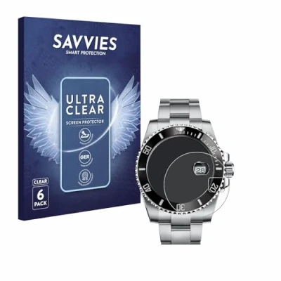 Abbildung von Savvies 6 Stück Schutzfolie für Rolex Submariner (Date) Displayschutz Folie Ultra Transparent