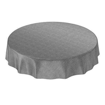 Abbildung von ANRO Wachstuchtischdecke Wachstuch Wachstischdecke Tischdecke Wachstuchdecke Anthrazit Leinenoptik Oval 220x140cm