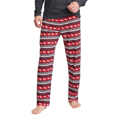 Abbildung von Little Blue House by Hatley Unisex Erwachsene Pyjama Pants Pyjamaunterteil, Herren Jersey Pyjamahose Fair Isle Elch, XX Large