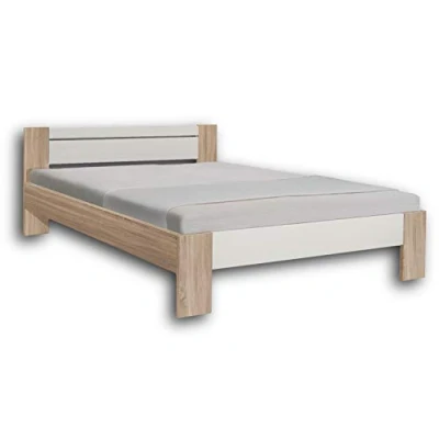 Abbildung von Stella Trading Vega Stilvolles Futonbett 140 X 200 cm Komfortables Jugendzimmer Doppelbett , Eiche Sonoma / weiß 204 X145 68