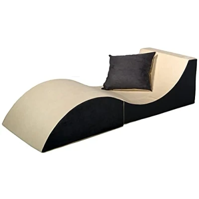 Abbildung von Velinda Klappsofa bequem, entspannend, 3 in 1, Hocker, Tisch Beige and Grey