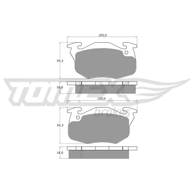 Abbildung von TOMEX brakes TX 10 35 Bremsbelagsatz Vorderachse RENAULT: MEGANE Scenic, 1, CLIO PEUGEOT: 106 II Schrägheck, 205 Schrägheck