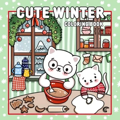 Abbildung von Cute Winter Coloring Book: 52 Adorable Kawaii Christmas and Scenes for Kids &amp; Adults. (Cute seasons)