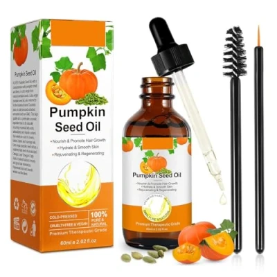 Abbildung von Kürbiskernöl für Haarwuchs, Pumpkin oil for Haare, Hair growth Vermeidung von Haarausfall und Förderung Haarwachstum, das Wachstum Wimpern, Bart, Nägel, Pflegt die Kopfhaut, 60 ml