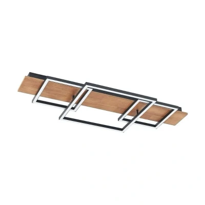Abbildung von Lucande Chariska LED Deckenlampe Holz schwarz 95cm