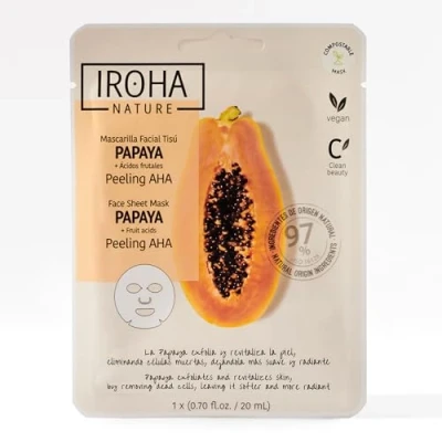 Abbildung von Iroha Nature Peeling Gesichtsmaske mit AHA, Papaya und Fruchtsäuren Weiche revitalisierte Haut Exfolierende revitalisierende 100% biologisch abbaubar vegan