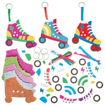 Abbildung von Baker Ross FN074 Roller Skate mixen und kombinieren Schlüsselanhänger Taschenanhänger Sets 8er Pack, Bastelsets für Kinder