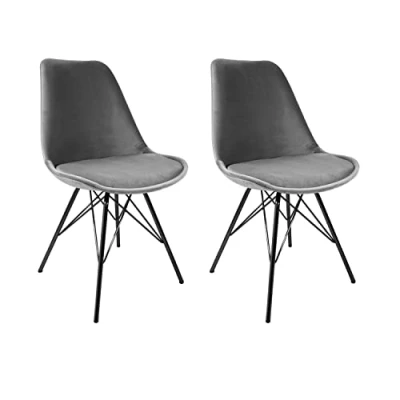 Abbildung von Kick Collection 2er Set Esszimmerstühl Velvet Samt Grau Modern und Hochwertig Hochwertige Materialien Erhältlich in vielen Farben