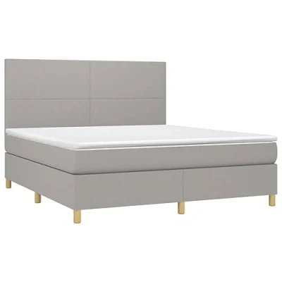 Abbildung von vidaXL Boxspringbett, Doppelbett mit Matratze Matratzenauflage, Bettgestell Kopfteil, Polsterbett Bett für Schlafzimmer, Hellgrau 160x200cm Stoff