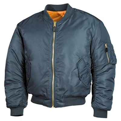 Abbildung von MFH Bomberjacke US Pilotenjacke MA1, Mod., alphablau L Paspeltaschen mit Patte und Druckknopf