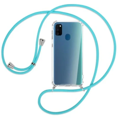 Abbildung von mtb more energy Handykette kompatibel mit Samsung Galaxy M30s, M21 (6.4&#039;&#039;) türkis Smartphone Hülle zum Umhängen Anti Shock Full TPU Case