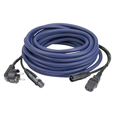 Abbildung von Audio Power/Signal Kabel Schukostecker auf Kaltgerätebuchse &amp; XLR/XLR, 15m
