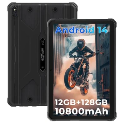 Abbildung von HOTWAV R8 Outdoor Tablet Android 14, 10.1 Zoll HD+ Display 10800mAh, Octa Core 12GB RAM +128GB ROM +1TB Erweiterbar PC, 13MP Kamera IP68/IP69K Wasserdicht Tablet, 4G Dual SIM/5G WiFi/BT5.1/GPS