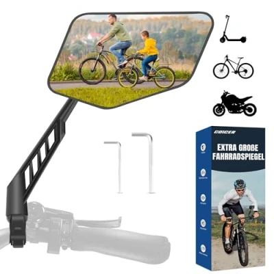 Abbildung von COICER Fahrradspiegel Rechts mit extra großer Spiegelfläche 360 verstellbarer Fahrrad Spiegel für E Bike &amp; Scooter Lenker Rückspiegel kompatibel allen Modellen (Rechts)