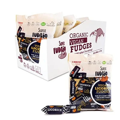 Abbildung von SUPER FUDGiO Organic Bonbons Lakritz Vegan und Glutenfrei ohne Palmöl mit Bio Kokosmilch Kokosnusszucker 10 X 150g