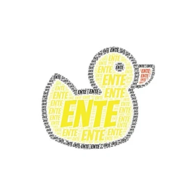 Abbildung von Ente: Notizblock Notizbuch DIN A5, 120 Seiten Gepunket, dotted, punktkariert, dot grid Notizen, Termine, Planer, Tagebuch, Organisation Wortwolke Geschenk