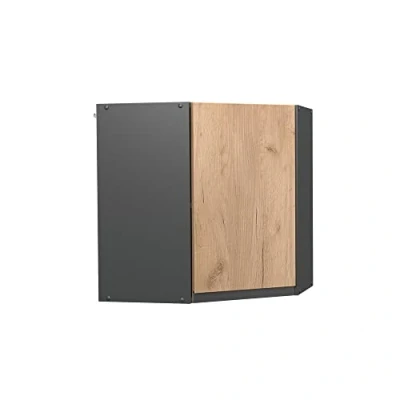 Abbildung von Vicco Eckhängeschrank R Line, Goldkraft Eiche/Anthrazit, 57 cm J Shape