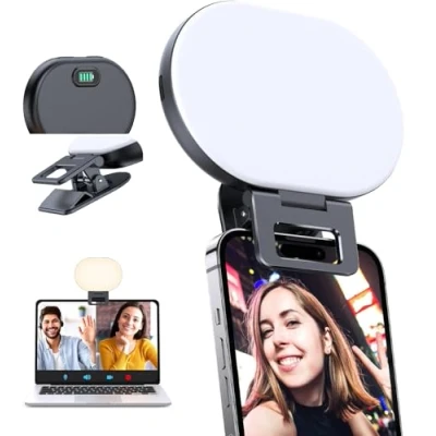 Abbildung von Selfie Licht, Handy Licht Videolicht mit Clip, Rechargeable 2000mAh Akkus, 3 Lichtmodi &amp; Helligkeit 10 Stufen Dimmbare, Foto für iPhone/Handy/Laptop, Fotografie/Tiktok/Geschenk