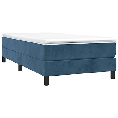 Abbildung von vidaXL Bettgestell, Polsterbett Bett für Schlafzimmer, Bettrahmen mit Lattenrost Stützbeinen, Schlafzimmerbett Einzelbett, Dunkelblau 100x200cm Samt