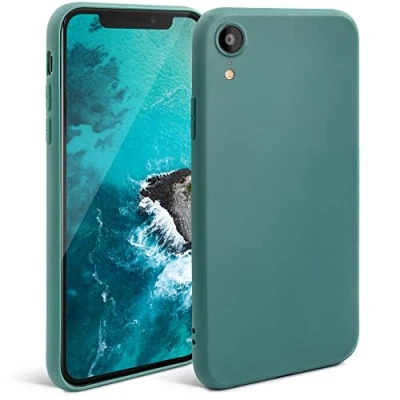 Abbildung von Moozy Minimalist Series Silikon Hülle für iPhone XR, Blau Grau Mattes Finish, Dünne, Weiche TPU Handyhülle Schutzhülle
