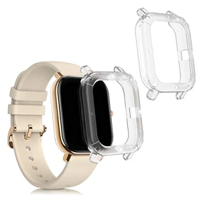 Abbildung von kwmobile 2X Sport Schutzhülle kompatibel mit Huami Amazfit GTS Hülle Silikon Cover klar Case ohne Tracker Transparent