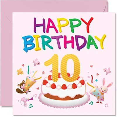Abbildung von Stuff4 Geburtstagskarte zum 10. Geburtstag, Mädchen, für 145 mm x Grußkarte Tochter, Nichte, Enkelin, Kinder, Kinder