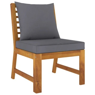 Abbildung von vidaXL Akazienholz Massiv Mittelsofa Modular mit Dunkelgrauen Kissen Sofa Lounge Gartensofa Sessel Gartensessel Einzelsofa Gartenmöbel