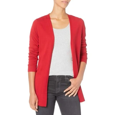 Abbildung von Amazon Essentials Damen Leichte Strickjacke, Vorne Offen (Erhältlich In Übergröße), Rot, S