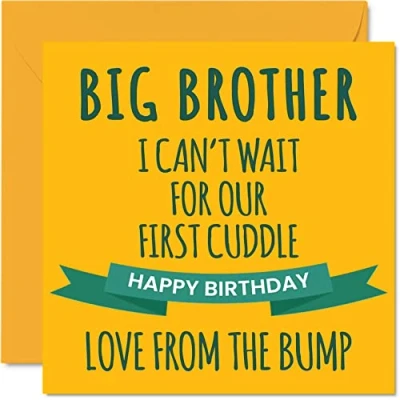 Abbildung von Stuff4 Lustige Geburtstagskarten für Bruder Erstes Kuscheln Happy Birthday Karte von Bump Geburtstagsgeschenke, 145 mm x Geschwister Grußkarten Geschenk