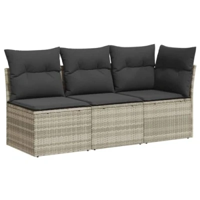 Abbildung von vidaXL Loungesofa Gartensofa mit Kissen 3 Sitzer Hellgrau Poly Rattan, 1 Teile