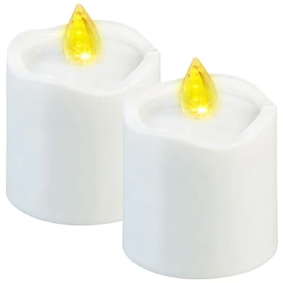 Abbildung von PEARL Grabkerzen: 2er Set flackernde Grablicht LED Kerzen mit Dämmerungssensor, weiß (Grabkerzen Batterie, Batterie für Friedhof, Kerze Outdoor)
