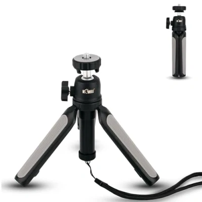 Abbildung von KIWIFOTOS 2 in 1 Teleskop Handgriff und Mini Stativständer, Kamera Stabilisator, Handstativ, Selfie Stick für Canon, Nikon, Sony, Kompaktkameras, DSLR, Gopro, Osmo Action Sportkameras