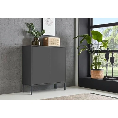 Abbildung von moebel dich auf Kommode Ben 4 mit Metallfüßen Sideboard Türkommode (anthrazit)