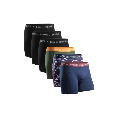 Abbildung von Danish Endurance 6 PACK Classic Boxershorts, Herren, Größe: 3XL, Multicolor black green orange navy blue retro